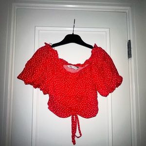 POLKA DOT Top in Small Red / White
